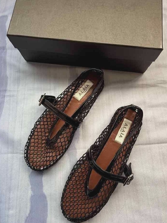 Alaia Shoes - ALAÏA Mesh Mary Jane Ballet Flats